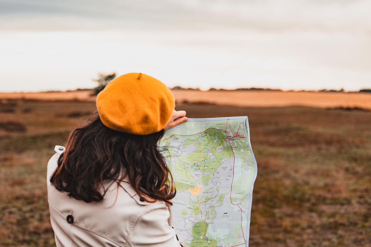 Outdoor guide planning a hiking route